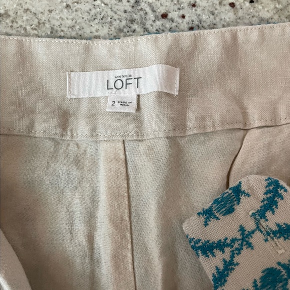 Ann Taylor LOFT Embroidered Floral Linen Riviera Shorts - Picture 2 of 6